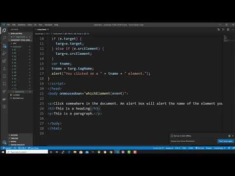 onmousedown When mouse clicked Alert Which elem
