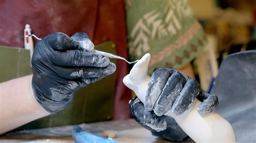 Rebuilding the legs of a 75-year-old doll