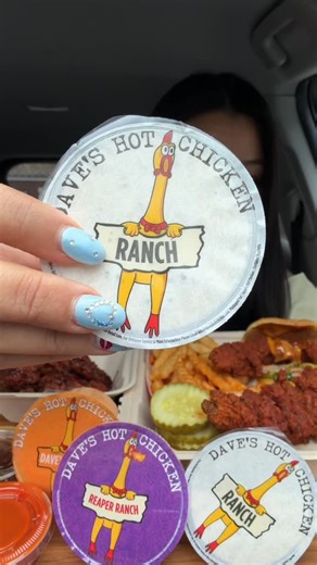 Theangelfoodie 😇🌯🍕🌮🍗 on Instagram: "TRYING DAVE’S NEW RANCH, REAPER RANCH AND SAUCY BITES! 🐔💜 #daveshotchicken #reaper #foodreview #ranch @daveshotchicken"