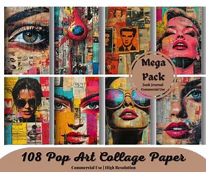 Pop Art Collage Paper, Retro Vintage Collage, Magazines Ephemera Scrapbook Paper, Fun Comic Pop Art Background Pages, Pop Art Junk Journal - Etsy