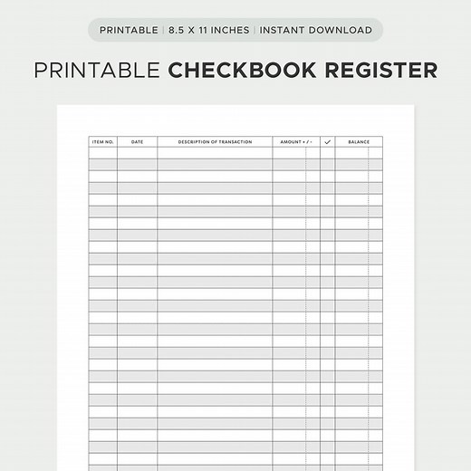 Printable Checkbook Register: Simple Expense Tracker (PDF) - Etsy