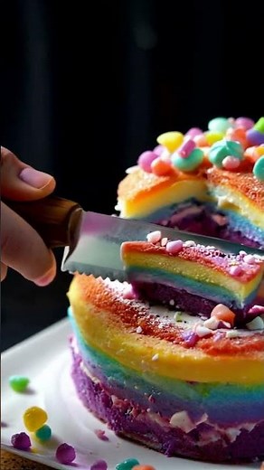 🍰🌈 Ultimate Rainbow Cake ASMR! Satisfying Slices & Crunchy Sprinkles Sounds 🔪🎂✨