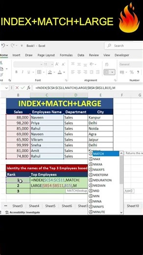 Top 3 numbers search in excel #excel #exceltips #exceltricks #excelshorts