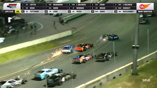 ⚠️ Problems for some of the front runners on the restart at @DominionRaceway!@SMARTMods_ #SMARTMods