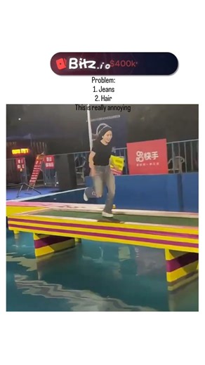 buzz__decode on Instagram: "The post shares a 2.8-minute clip from a Chinese water obstacle course event, showing a female participant in jeans and long hair repeatedly slipping due to her attire, amassing 682,000 views and 683 likes overnight. Caption highlights "jeans" and "hair" as key hindrances, turning everyday fashion choices into comedic pitfalls in wet, slippery challenges, credited to TikTok creator 9lifearoundus. Indonesian replies praise her determination in recovering from falls, sp