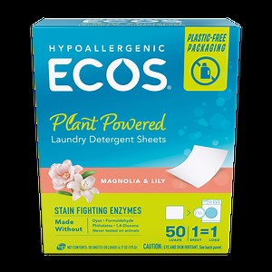 Laundry Detergent Sheets With Refreshing Magnolia & Lily Scent - ECOS®