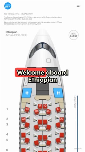 Smart With Points ✈️ on Instagram: "Ethiopian Airlines Airbus A350-1000 Flight Seat Map. Comment below which one you'd like to see next! #flight #seatmap #Ethiopian Airlines"