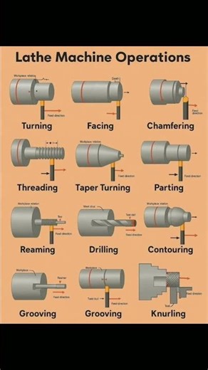 Types of Lathe Operation #lathe #turning #machinist #engineering #tech #technology #facts #sudoku