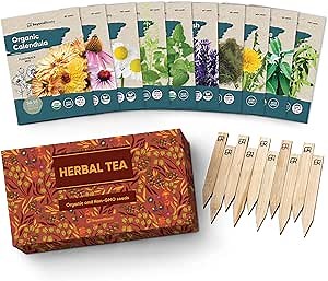 Amazon.com : Herbal Tea Seeds Variety Pack - 10 Medicinal Herbs Seed Packets - Certified Organic Non GMO Herb Seeds - Gifts for Tea Lovers : Patio, Lawn & Garden