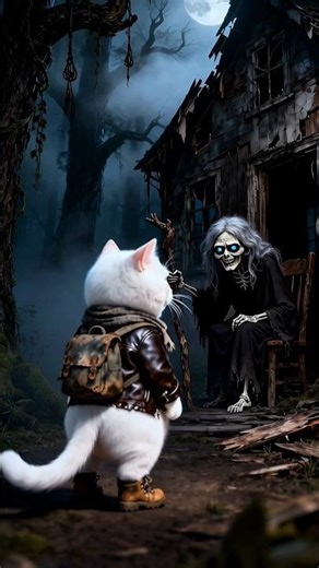 Not a Normal Cat… White Cat Walks Like a Human 😨//#cat#funny #cartoon#youtubeshorts