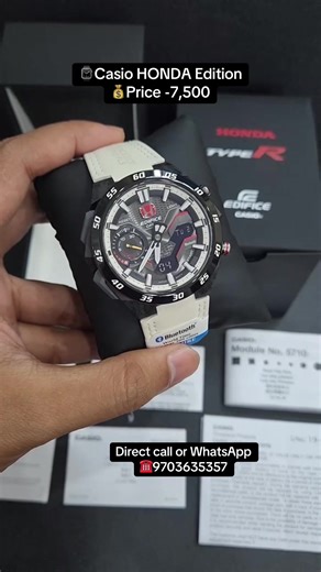 *For those who love to hear the engine roaring and tyres squealing.Checkout the Edifice ECB-2200HTR.*❣❣ * Edifice * Casio * ECB-2200HTR *HONDA TYPE R EDITION* * For men * 7AAA PREMIUM COLLECTION * Original model * Feature; -Date indicator -working Chronograph -12 hrs dial -stopwatch working -World time(29 country) *Guaranteed Japan movement* 💯 -Solid back steel case -Genuine Heavy Quality Strap ⭐ *Price-Rs 7500/-   ship* ⭐ *Buy this and serve quality to your customer.* 💫 *PRODUCT WILL BE DELIV