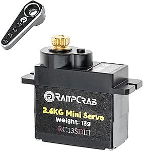 Steering Servo with Servo Horn for AX24 SCX24 RC Car, Upgrade Parts for Axial SCX24, AX24, Black Horn