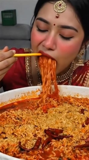 ASMR Eating Spicy Chaumin 🔥🍜 | Slurpy Chow Mein Noodles Eating | Super Satisfying & Relaxing |