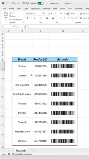 1.8M views · 20K reactions | How to create barcodes #googlesheetstips #exceltricks #excellent_britain #exceltipsandtricks #exceltraining #exceltemplate #GoogleSheets #exceltutorial #excelhack #exceltips | LEARN MORE | Facebook