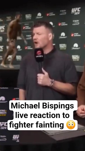 Michael Bisping's live reaction to UFC fighter fainting behind him during weigh-ins 😳