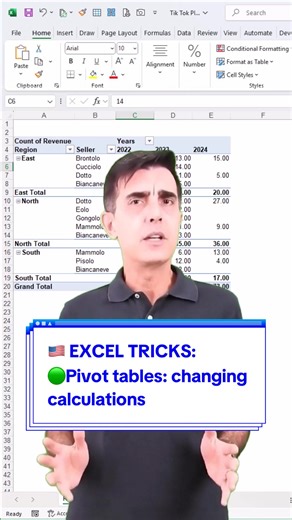 🇺🇸 EXCEL TRICKS: 🟢Pivot tables: changing calculations #Excel #tipsexcel #Exceltricks #exceltips #ExcelOltreOgniLimite