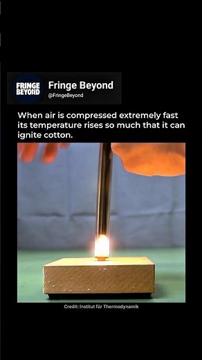Burning Cotton with Air: Adiabatic Compression Experiment #Science #Physics #Experiment #Engineering