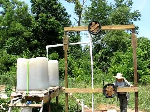 Rope and washer pump with drive pulleys