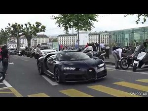 $3.5million Blue Carbon Bugatti Chiron acceleration in Geneva Street