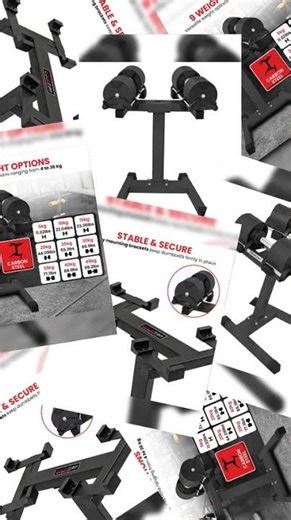 Powertrain Eon 2 X 45kg Adjustable Dumbbells W/ Stand Heavy-duty Storage Rack Home Gym 9 Strength...