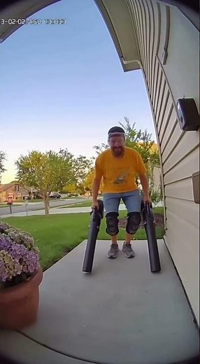 Man Goes Wild with Leaf Blower — Security Camera Captures Hilarious Chaos! 🍃😂