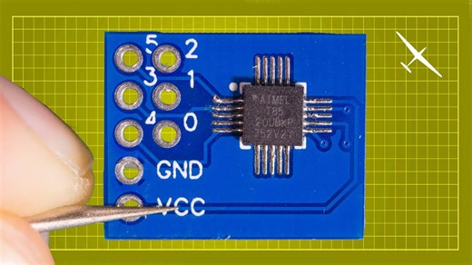 Microsoldering with a common soldering iron | ATTiny 85 QFN20 + Phoenix 2400 RC glider | Volantex 759-3 review and flight