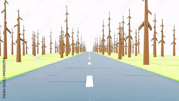 road trip through low poly forest, animation loop