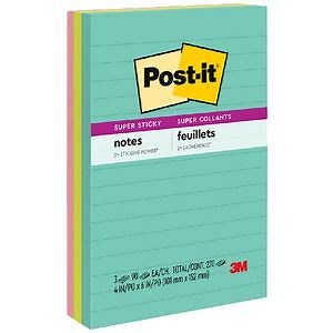 Post-it Super Sticky Notes 101 x 152mm Supernova Neons 3 Pack