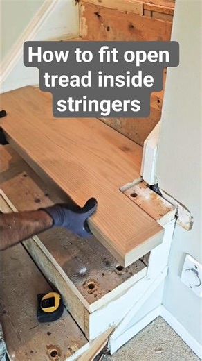 how to fit open tread inside stringers | Pro Tips #professional #remodeling #renovation #stairs