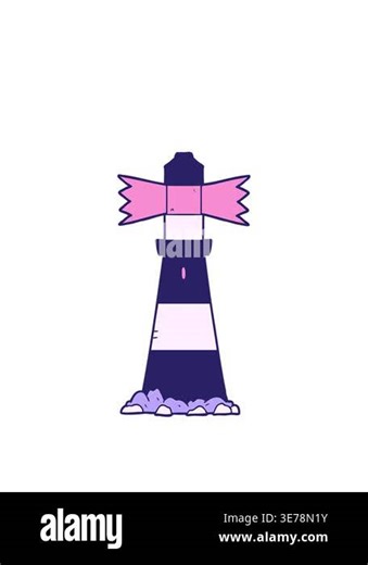 stretching up animation of cartoon lighthouse