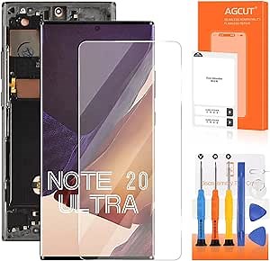 OLED for Samsung Galaxy Note 20 Ultra Screen Replacement for Samsung Note 20 Ultra LCD Display SM-N985 SM-N986U LCD Digitizer Touch Assembly Black with Frame(Support Fingerprint)