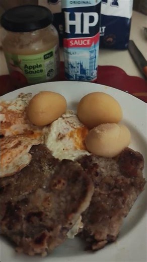Crumbed steak eggs and potato