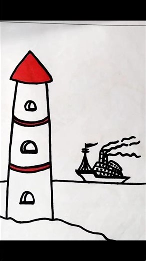 Light House Drawing #art #drawing #trendingshorts #viralshorts #colour #lighthouse#easy ##colouring