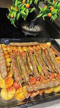 Oven Kebab Skewers with Crispy Potatoes 😍🔥 #shorts