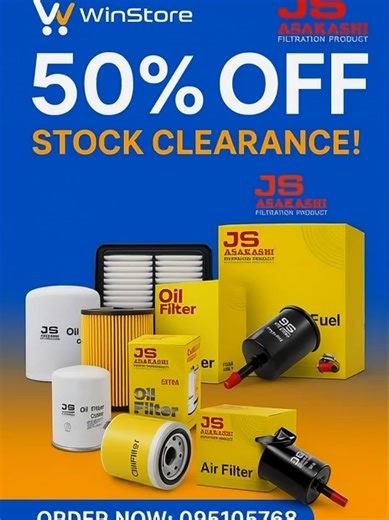 🔥 50% လျော့ဈေး Promotion (Filter များ) JS Asakashi Filters – Japan Quality Oil Filter • Air Filter • Fuel Filter မော်ဒယ်စုံ လျော့ဈေးဖြင့်ရရှိနိုင်ပါတယ် 🚗✨ 🛒 Online Shop → www.winstores.com.mm 📦 Product Link → https://tinyurl.com/srksntt4 📞 ဆက်သွယ်ရန် → 09 5105 768 🆘 Support Form → https://support.winstores.com/hc/en-us/requests/new #WinStore #WinAutoParts #JSAsakashi #OilFilter #AirFilter #FuelFilter #AutoPartsMyanmar #JapanQuality #MechanicMM #PartsShopMM #50percentOFF