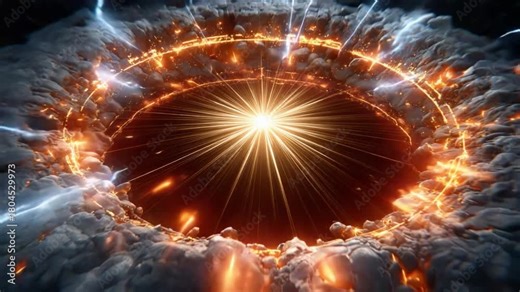 Energy Burst in the Cosmos: An otherworldly visual of a brilliant energy explosion, radiating outwards from a central source amidst a celestial swirl of cosmic dust and vibrant light.
