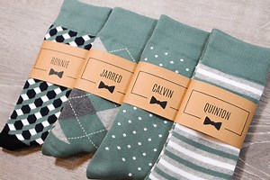 Sage Green Personalized Groomsmen Socks | 5 Designs, Mix & Match, Men's Size 7-12 | Groomsman Gift Idea, Wedding Socks, Custom Sock Labels - Etsy