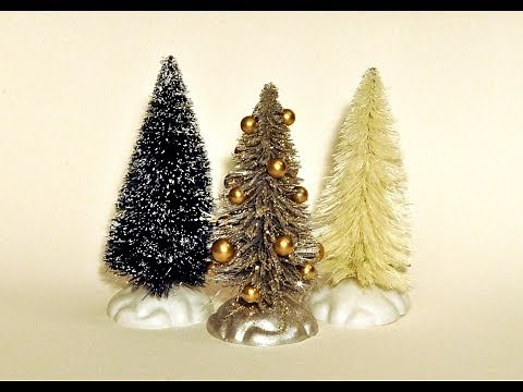 Decorating a bottle brush Christmas tree