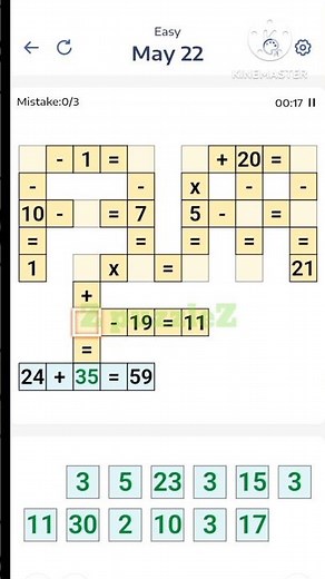 22 May 2025 | Daily Cross Math Puzzle (Easy) | Step-by-Step Solve – Arithmetic Logic Game #ZpuzzleZ