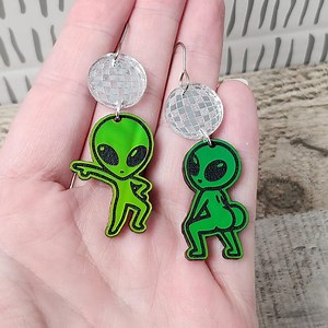 Funky Disco Alien Acrylic Earrings: Statement Party Jewelry - Etsy