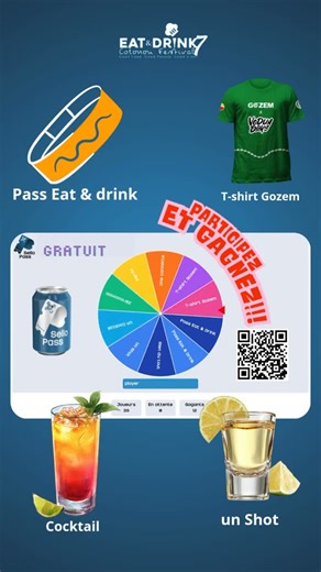 Sellopass Bénin 🇧🇯 | MON INVISIBLE on Instagram: "🎰 Participer et gagner à des lots avec la roue interactive Sellopass sur le @eatdrinkcotonou 🥳Venez massivement au festival et participez pour gagner des pass pour demain, des boissons, des t-shirt @gozembenin ⁉️Comment participer? Scanner le QR code sur notre écran au @eatdrinkcotonou Et suivre les instructions. TRÈS SIMPLE"