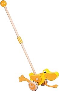 Classic World Wooden Push-Along Ducky,Push Pull Activity Walking Toy Duck,Baby Walker Push Toy