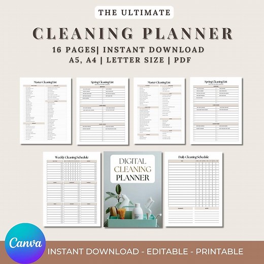 Printable Cleaning Schedule Checklist | Weekly & Monthly Chore Chart PDF - Etsy