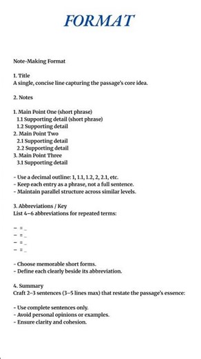 Note Making Format and Example