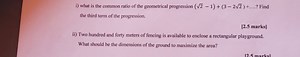i) what is the common ratio of the geometrical progression (2​−... | Filo