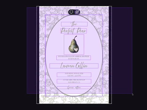 The Perfect Pear Bridal Shower Invitation Canva Template, Editable Greenery Classic Toile Electronic Invite - Etsy
