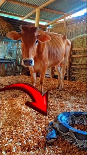 🐍 Huge Python in Front of Cow! 😱 Dangerous Village Moment #shorts #viral