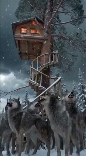 Trapped by Wolves in Snow — He Escaped to a Secret Multi-Level Tree House!