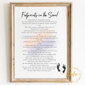 Footprints in the Sand Poem ,printable Blessing Wall Art Digital Download Bible Verse Printable, Baptism Gift, Home Art Nursery - Etsy Australia