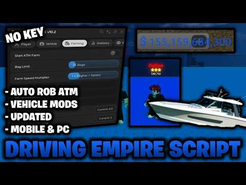 *NO KEY* 🏎️ Driving Empire Script – Auto Rob ATM, & Vehicle Mods! (Mobile & PC)
